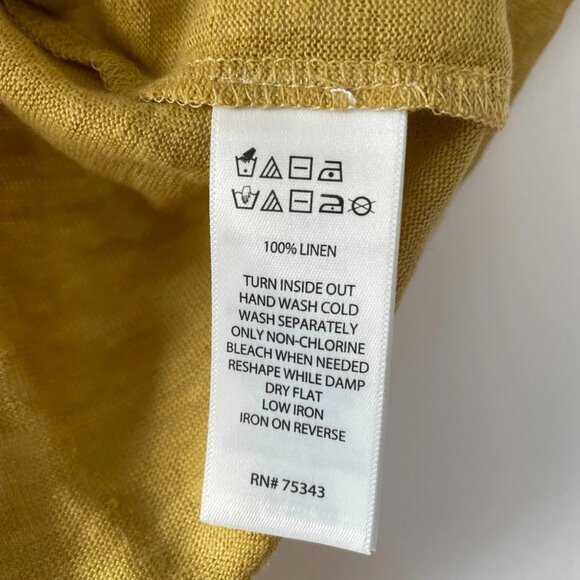 NWT Rachel Zoe Womens Mustard Yellow Short Sleeve Linen Comfort Top Size XL - Picture 4 of 6